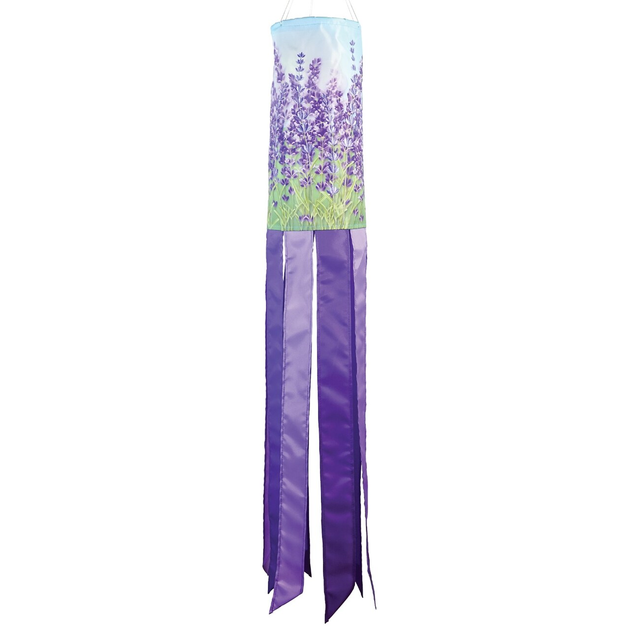 In the Breeze 5211 — Lavender 40-inch Inspiration Windsock — Colorful Hanging Garden Décor with Embroidered Details